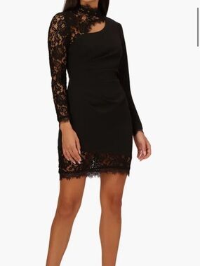 Lace Contrast Long Sleeve Knit Crepe
Minidress